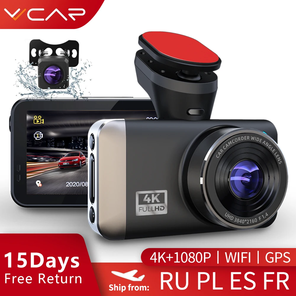 VVCAR D530 Видеорегистраторы для автомобилей Камера 4K и 1080P видео Регистраторы WI FI
