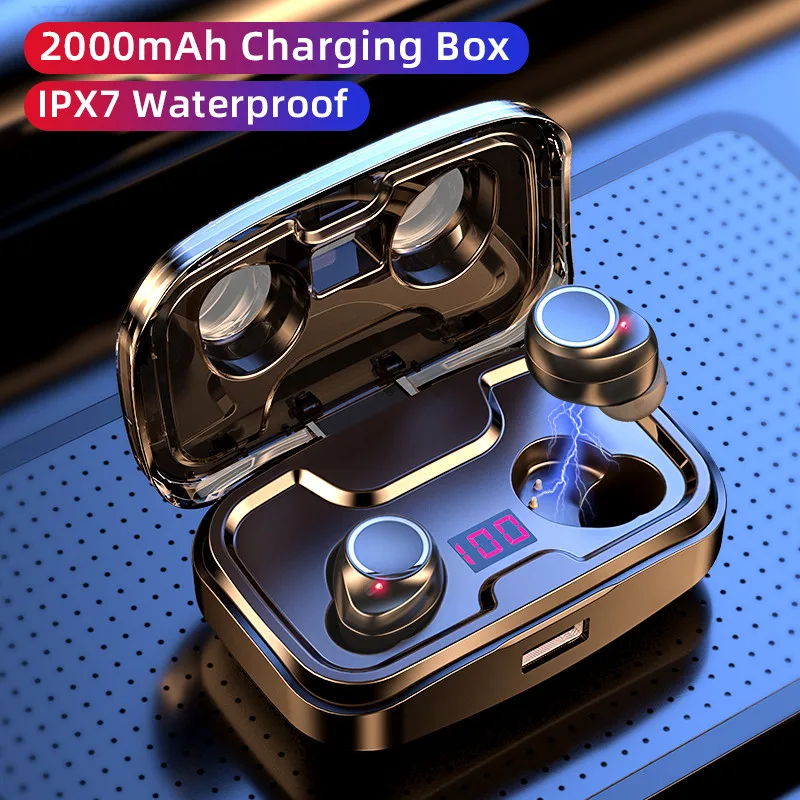Wireless Bluetooth Earphones LED Display Sport Headphones 5.0 Earphone Tws Earbuds with Microphone | Электроника