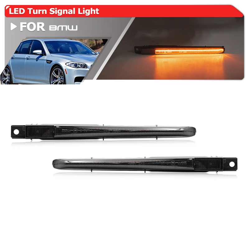 2PCs Smoked Lens Dynamic Blinker Amber Led Side Marker Light Turn Signal Lamp For BMW F10 5 Series M5 2010-2016
2PCs Smoked Lens Dynamic Blinker Amber Led Side Marker Light Turn Signal Lamp For BMW F10 5 Series M5 2010-2016
