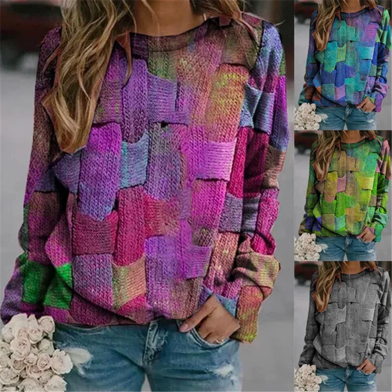 Autumn And Winter Long-Sleeved Round Neck Casual T-Shirt Colorful Pattern Printing Loose Hedging Plus Size Fashion Sweater Women
Autumn And Winter Long-Sleeved Round Neck Casual T-Shirt Colorful Pattern Printing Loose Hedging Plus Size Fashion Sweater Women