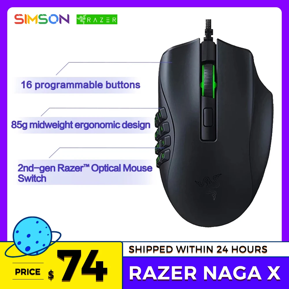 Проводная Оптическая Мышь Razer Naga X, 18K DPI, 16 программируемых кнопок
Проводная Оптическая Мышь Razer Naga X, 18K DPI, 16 программируемых кнопок