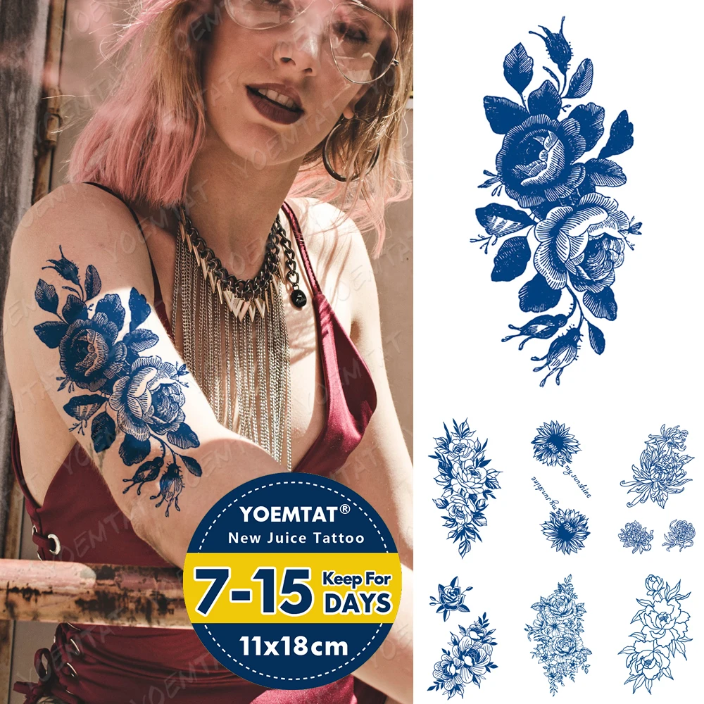 Juice Lasting Waterproof Temporary Tattoo Sticker Line Peony Rose Chrysanthemum Sunflower Flash Fake Tatto Feminine Ink Body Art
Juice Lasting Waterproof Temporary Tattoo Sticker Line Peony Rose Chrysanthemum Sunflower Flash Fake Tatto Feminine Ink Body Art