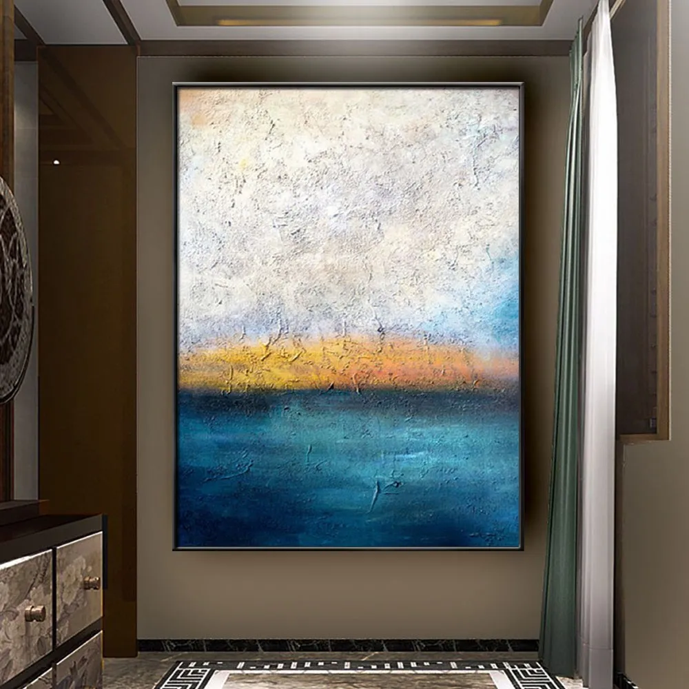 Hand-painted oil painting abstract shiny gold foil canvas painting blue mural modern home decoration painting entrance wall art
Hand-painted oil painting abstract shiny gold foil canvas painting blue mural modern home decoration painting entrance wall art