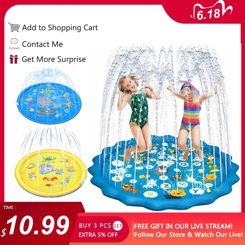

150/170 см детские забавные игрушки для улицы, детские надувные круглые водяные брызги, игровой коврик-дождевик для бассейна, коврик для распыл...