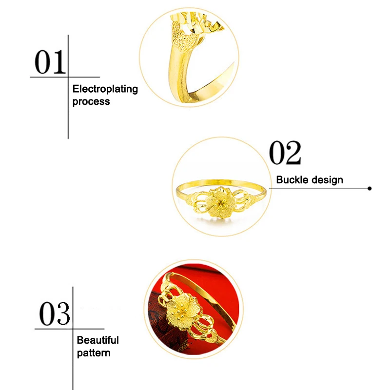 Imitation Gold Bridal Bracelets Classic Flower Carving Bracelets Wedding Jewelry Accessories for Women BMF88 
Imitation Gold Bridal Bracelets Classic Flower Carving Bracelets Wedding Jewelry Accessories for Women BMF88