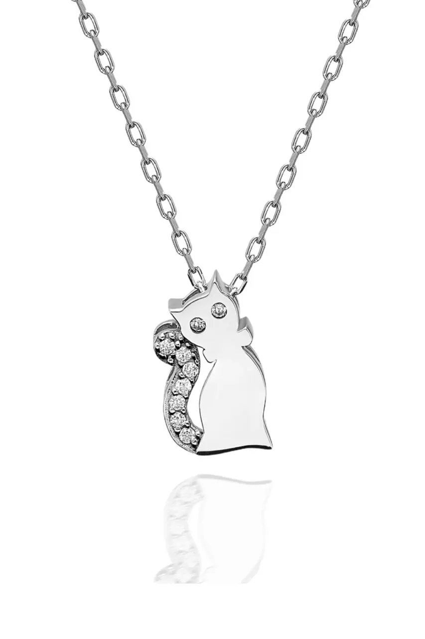 

Certified Swarovski Cubic Zirconia Tiny Cat 925 Silver Necklace