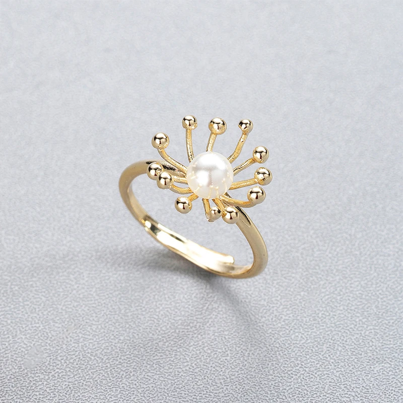 Fashion Creative Dandelion Flower Pearl Ring Charming Women's Wedding Gold Color Adjustable Ring Elegant Party Jewelry Gift
Fashion Creative Dandelion Flower Pearl Ring Charming Women's Wedding Gold Color Adjustable Ring Elegant Party Jewelry Gift
