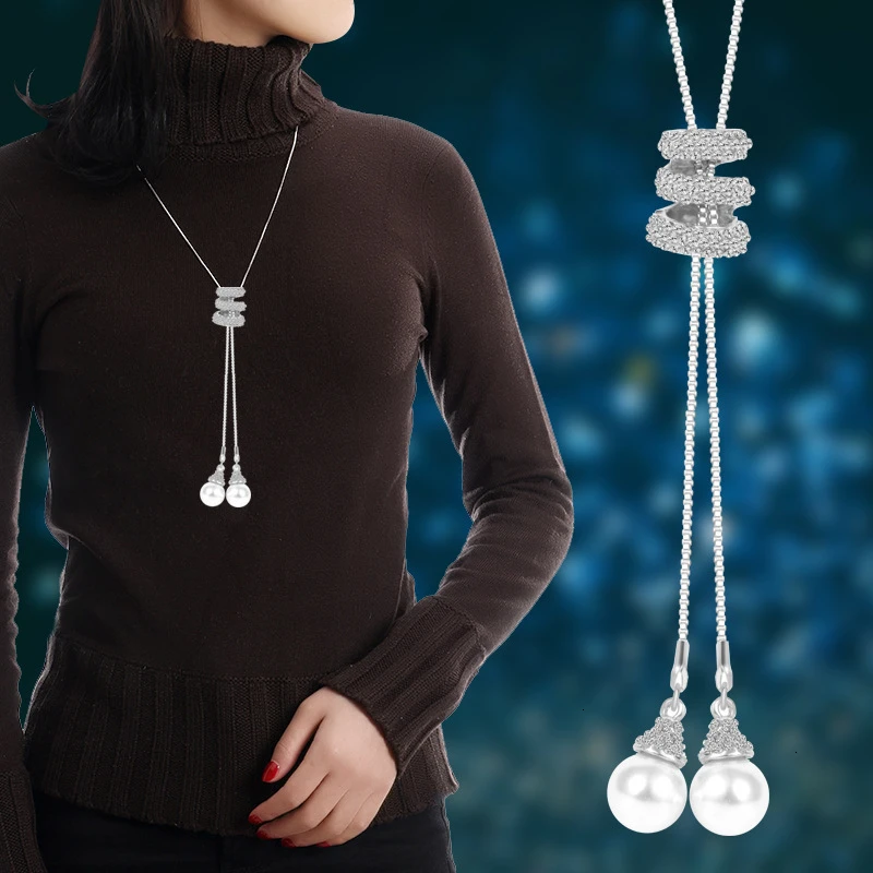 Модное ожерелье, женское металлическое длинное ожерелье Стразы с кристаллами и жемчугом, длинная цепочка, зимнее ожерелье, Ювелирное Украш... 
Модное ожерелье, женское металлическое длинное ожерелье Стразы с кристаллами и жемчугом, длинная цепочка, зимнее ожерелье, Ювелирное Украш...