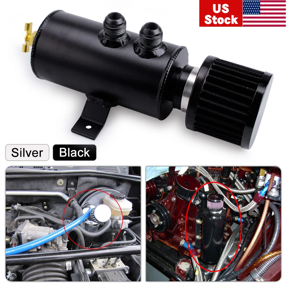 USA STOCK Universal AN10 Aluminium Car Baffled Engine Oil Catch Can 750ml With Twin Port Breather Filter Kit Fuel Tank RS-OCC034
USA STOCK Universal AN10 Aluminium Car Baffled Engine Oil Catch Can 750ml With Twin Port Breather Filter Kit Fuel Tank RS-OCC034