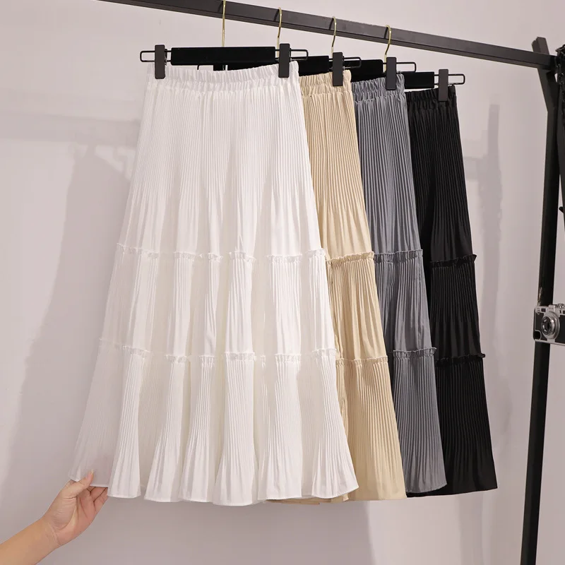 Chic Splicing Chiffon Skirt Women For Summer Drop Feeling High Waist Midi Pleated Skirt Women Autumn Black Korean Skirts Femme
Chic Splicing Chiffon Skirt Women For Summer Drop Feeling High Waist Midi Pleated Skirt Women Autumn Black Korean Skirts Femme