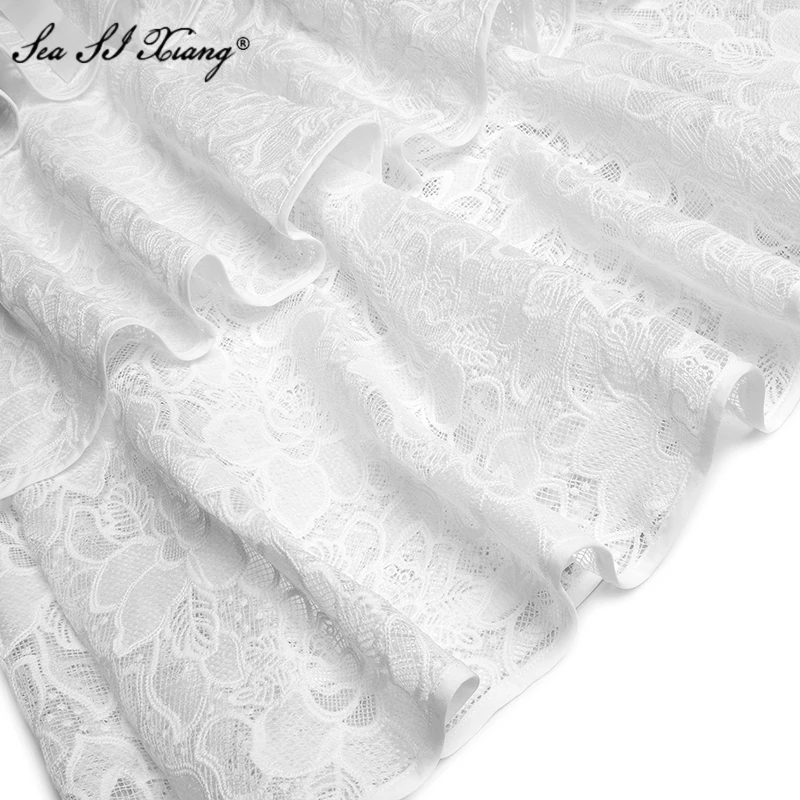 Seasixiang Fashion Designer Spring Dress Women's Water Soluble Flower Flare Sleeve Cascading Ruffle Vacation Dresses
Seasixiang Fashion Designer Spring Dress Women's Water Soluble Flower Flare Sleeve Cascading Ruffle Vacation Dresses