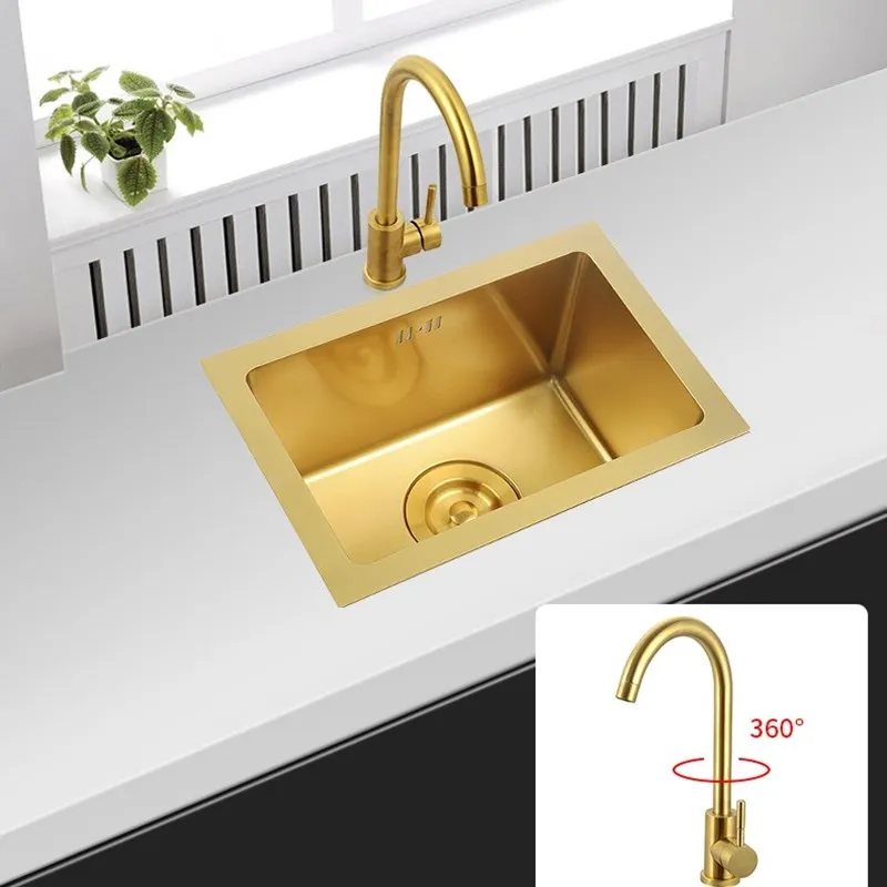 Nano 304 Stainless Steel Gold Kitchen Sinks with Faucet Single Bowel Kitchen Sinks Undermount 1.2mm Thickness
Nano 304 Stainless Steel Gold Kitchen Sinks with Faucet Single Bowel Kitchen Sinks Undermount 1.2mm Thickness