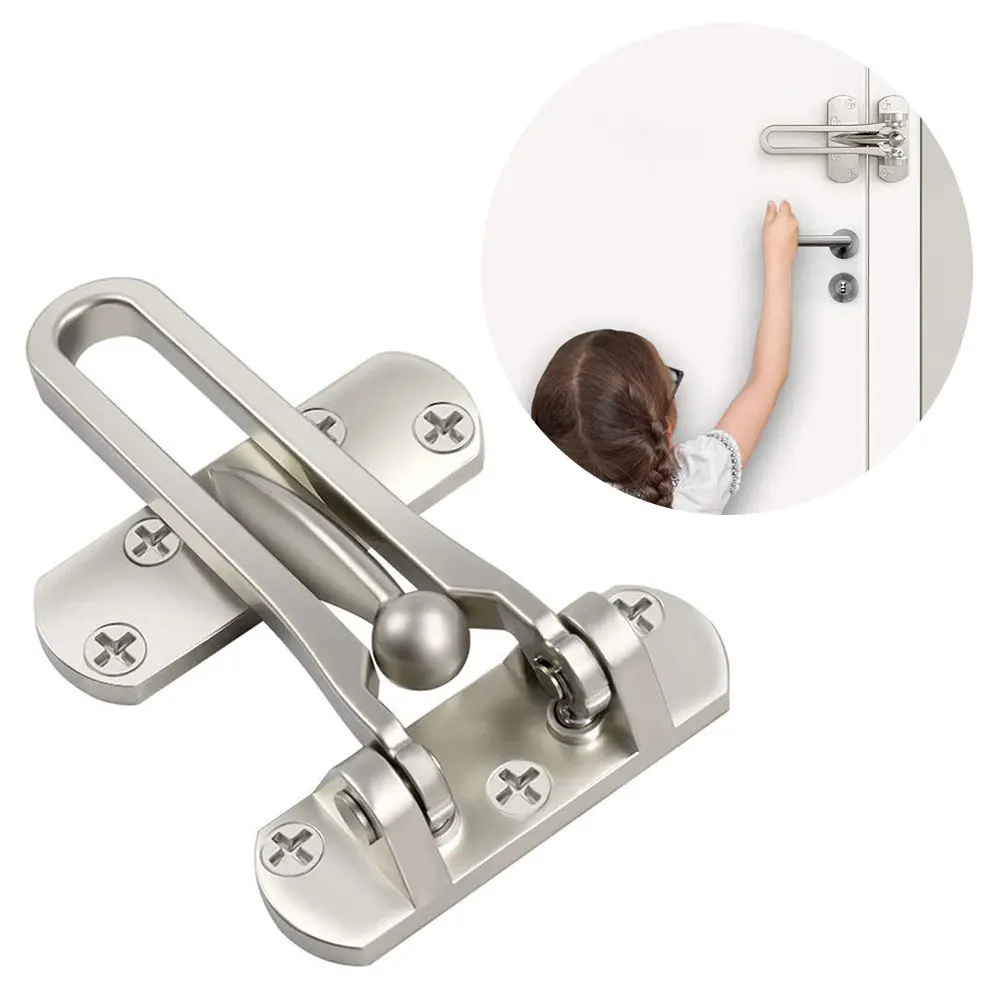 

NEW Door Security Guard Zinc Alloy Swing Bar Lock Brushed Finish Door Bolts Door Safety Chain Home Hotel Reinforced Solid Lock