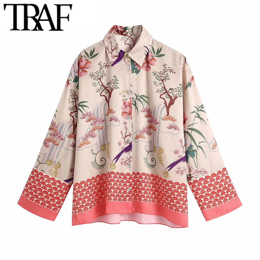 TRAF Women Fashion Floral Print Loose Asymmetric Blouses Vintage Long Sleeve Button-up Female Shirts Blusas Chic Tops
TRAF Women Fashion Floral Print Loose Asymmetric Blouses Vintage Long Sleeve Button-up Female Shirts Blusas Chic Tops
