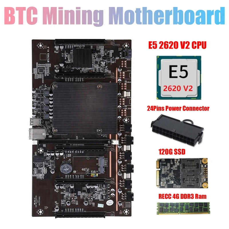Материнская плата H61 X79 BTC Miner с ЦП E5 2620 V2 + RECC 4G DDR3 ОЗУ + 120G SSD + 24-контактный разъем, Поддержка графического процессора 3060 3070 3080
Материнская плата H61 X79 BTC Miner с ЦП E5 2620 V2 + RECC 4G DDR3 ОЗУ + 120G SSD + 24-контактный разъем, Поддержка графического процессора 3060 3070 3080