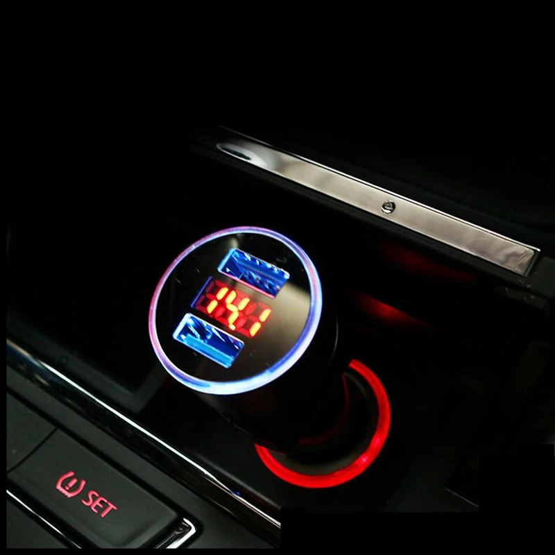 150 Rotatable Car Charger 3.1A Dual USB Digital Display Aluminum Alloy Fast Charge For Phone Car Accessories Multi-Function
150 Rotatable Car Charger 3.1A Dual USB Digital Display Aluminum Alloy Fast Charge For Phone Car Accessories Multi-Function