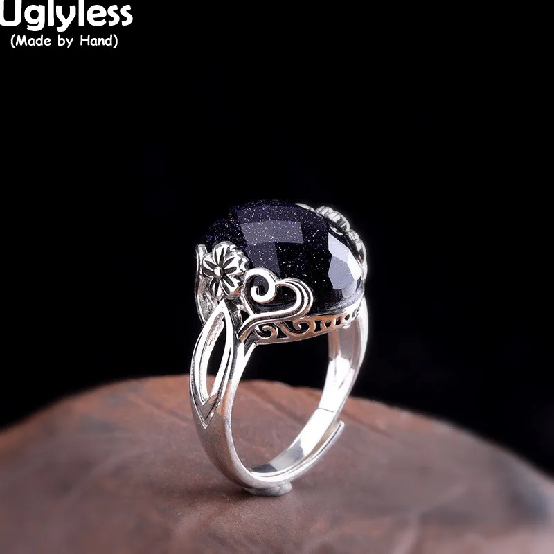 Uglyless Ethnic Thai Silver Little Flowers Rings for Women Noble Dark Blue Gemstones Open Rings Real 925 Silver Vintage Jewelry
Uglyless Ethnic Thai Silver Little Flowers Rings for Women Noble Dark Blue Gemstones Open Rings Real 925 Silver Vintage Jewelry