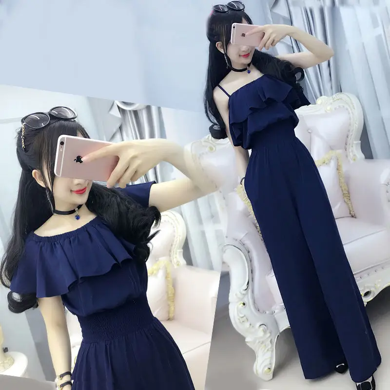 Women 2021 Summer Fashion Sleeveless Straps Wide Leg Pants Female Ruffles Casual Rompers Ladies Jumpsuits Long Overalls E691
Women 2021 Summer Fashion Sleeveless Straps Wide Leg Pants Female Ruffles Casual Rompers Ladies Jumpsuits Long Overalls E691