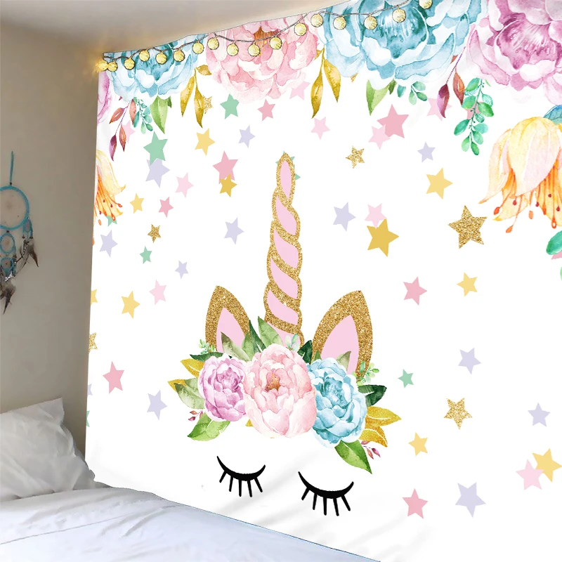 

Custom Size 3D Unicorn Home decor tapestry hang huge fairyland psychedelic tapestry Dropship