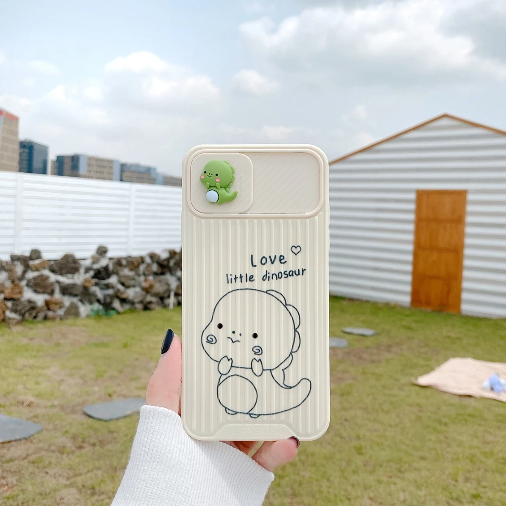 Cute Dinosaur Slide Camera Protection Phone Case for IPhone 11 12 Pro Max Mini 8 Plus XS X XR Suitcase Soft Cases Silicone Cover
Cute Dinosaur Slide Camera Protection Phone Case for IPhone 11 12 Pro Max Mini 8 Plus XS X XR Suitcase Soft Cases Silicone Cover