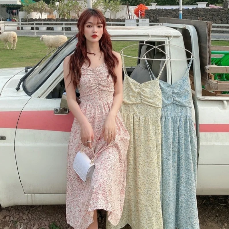 Summer Elegant Floral Print Strap Dress Women Korean Style Princess Pretty Sexy Midi Dress Female Sweet Holiday Party Dress 2021
Summer Elegant Floral Print Strap Dress Women Korean Style Princess Pretty Sexy Midi Dress Female Sweet Holiday Party Dress 2021