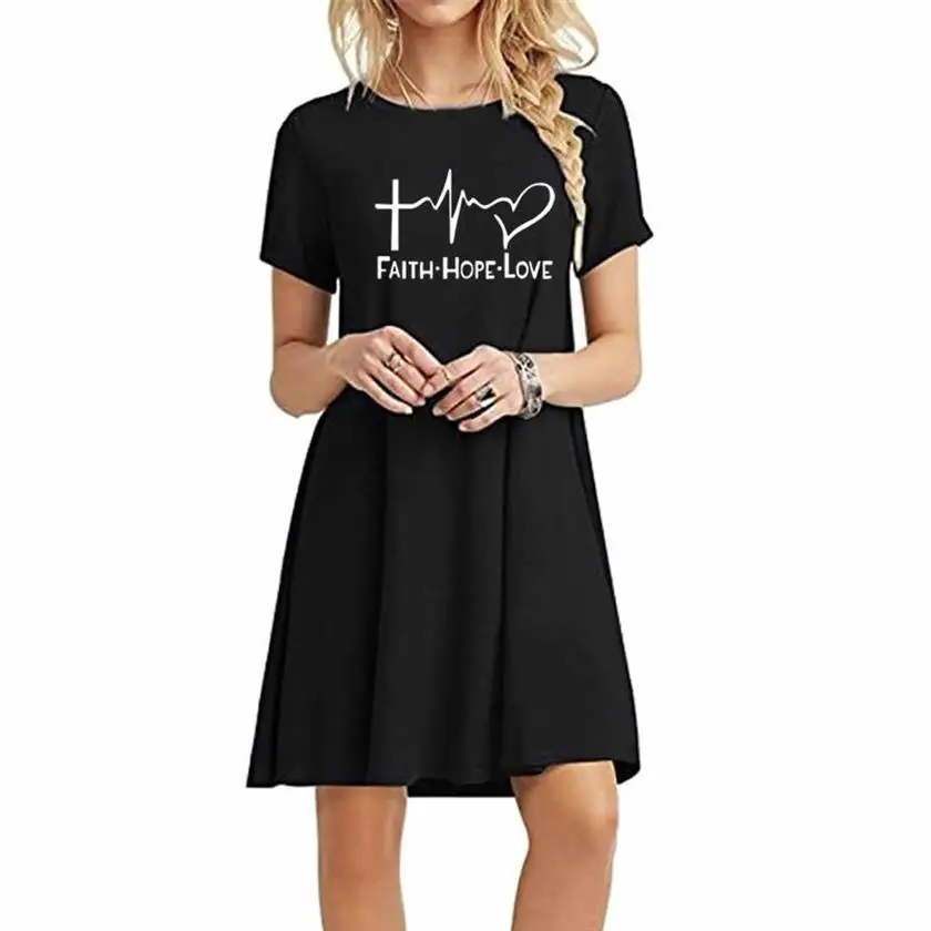 Dress Large Size Solid Color Dress Faith Hope Love Letters Print Women Dresses Clothing Beach Ukraine Vestido De Festa
Dress Large Size Solid Color Dress Faith Hope Love Letters Print Women Dresses Clothing Beach Ukraine Vestido De Festa