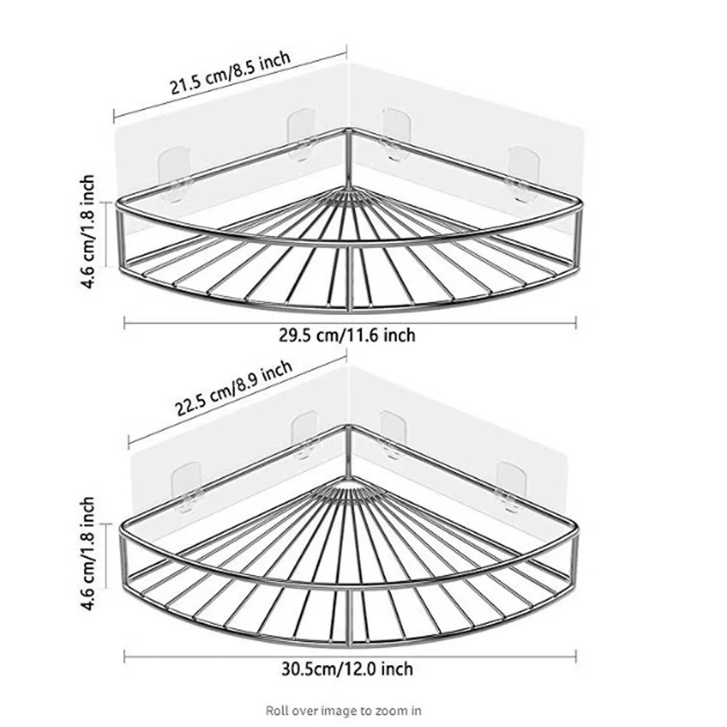 Estante de esquina de acero inoxidable, estante de ducha adhesivo paraorganizador de almacenamiento montado en pared para cocina 
Estante de esquina de acero inoxidable, estante de ducha adhesivo paraorganizador de almacenamiento montado en pared para cocina