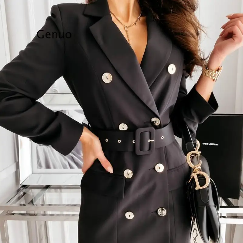 Solid Elegant Blazer Dress Women Designer Clothes with Belt Sexy Mini V Neck Long Sleeve Office Tunic Slim Party Dress
Solid Elegant Blazer Dress Women Designer Clothes with Belt Sexy Mini V Neck Long Sleeve Office Tunic Slim Party Dress