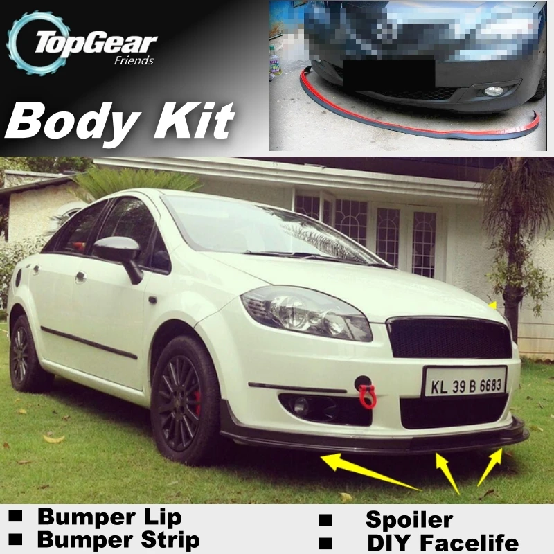 Дефлектор губ бампера для Fiat Linea Передняя юбка спойлера ДЛЯ вентиляторов TopGear