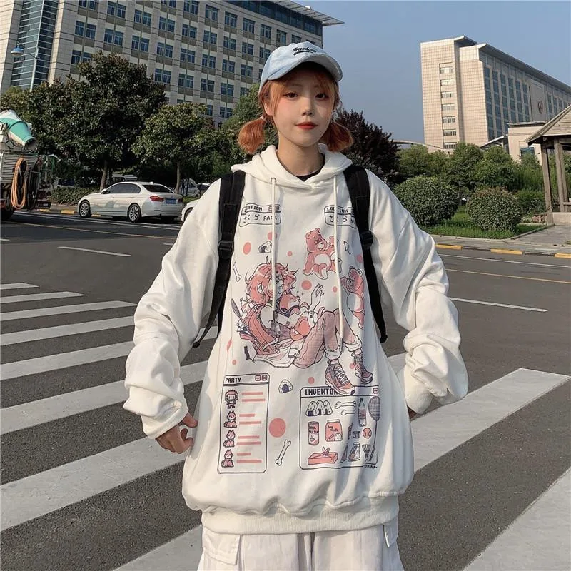 Autumn High Street Students White Funny Girls Harajuku Hoodies Women Girls Cute Loose Printed Hooded Japan Kawaii Sweatshirts
Autumn High Street Students White Funny Girls Harajuku Hoodies Women Girls Cute Loose Printed Hooded Japan Kawaii Sweatshirts