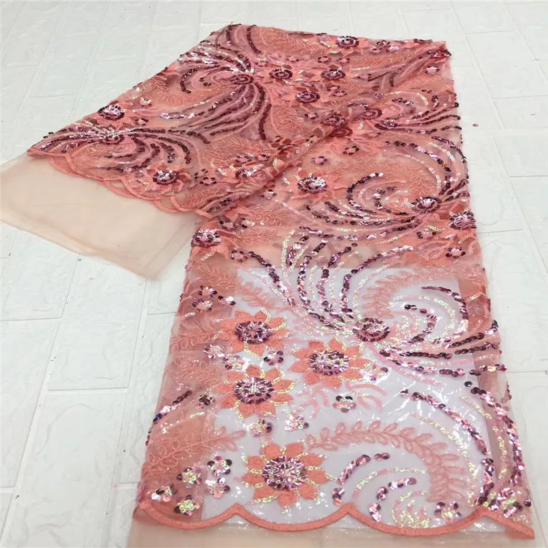 Latest African Tull Lace Fabrics High Quality 2021 pink Nigerian Net Lace Fabric with Sequins Sequence Lace for Women Dress
Latest African Tull Lace Fabrics High Quality 2021 pink Nigerian Net Lace Fabric with Sequins Sequence Lace for Women Dress