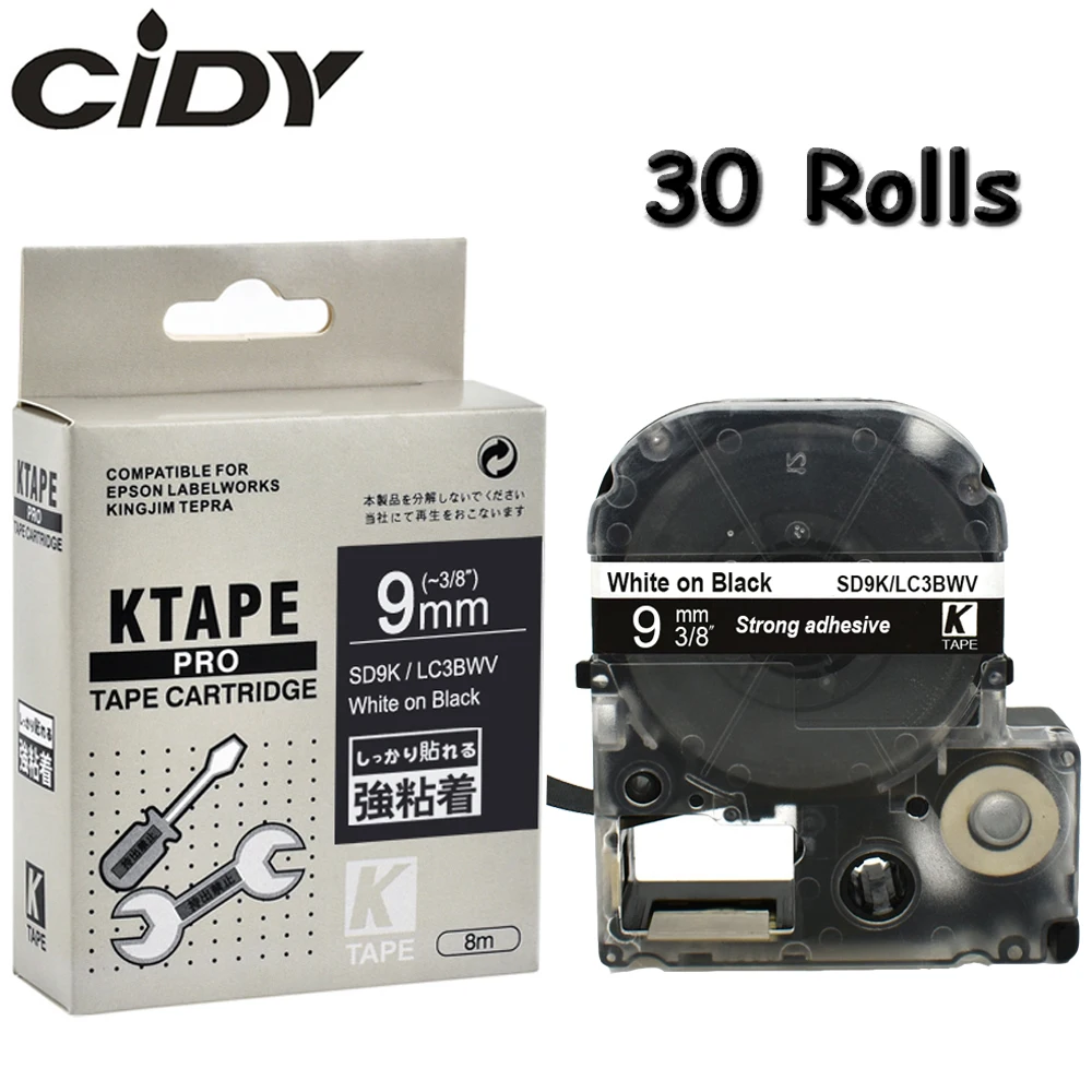 CIDY, 30 шт., SD9KW, SD9K, фотосовместимость с Epson/KingJim, Φ, белый на черном, 9 мм, клейкие ленты SS12KW
CIDY, 30 шт., SD9KW, SD9K, фотосовместимость с Epson/KingJim, Φ, белый на черном, 9 мм, клейкие ленты SS12KW
