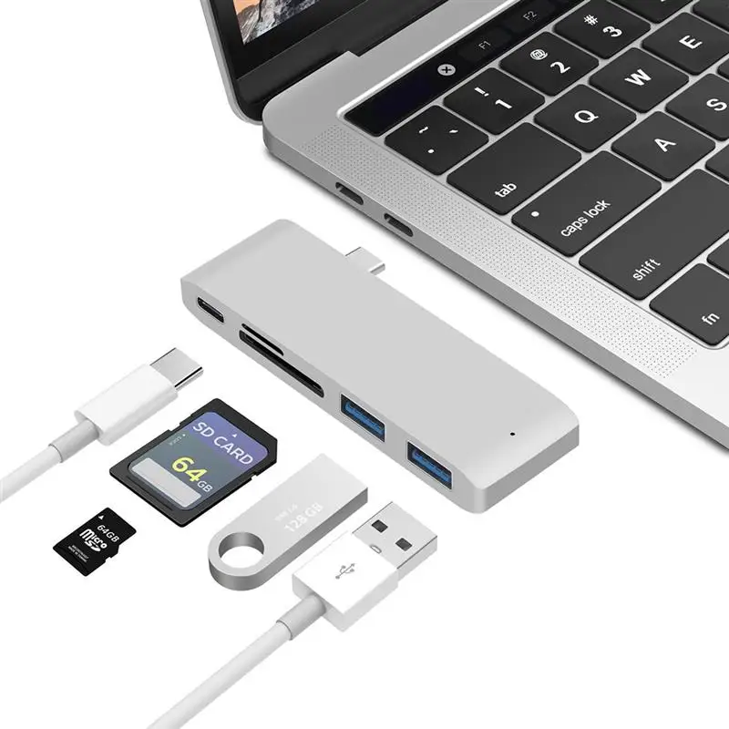 New 5-in-1 USB-C HUB Type-c Card Reader Adapter Type-c Transfer Speed Replacement for 13/15inch MacBook Pro 2016, Silver
New 5-in-1 USB-C HUB Type-c Card Reader Adapter Type-c Transfer Speed Replacement for 13/15inch MacBook Pro 2016, Silver