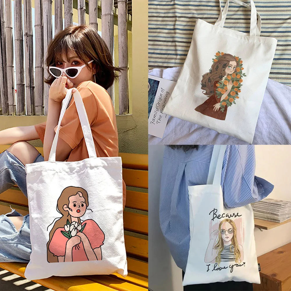Canvas Harajuku Shopping Women Tote Bag Korean Cute Girl Student Teacher Shoulder Reusable Handbag Travel Folding Fashion Bags
Canvas Harajuku Shopping Women Tote Bag Korean Cute Girl Student Teacher Shoulder Reusable Handbag Travel Folding Fashion Bags