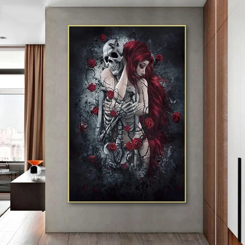 Abstract Skull Girl Canvas Art Posters and Prints Dark Rose Flowers Wall Art Paintings Pictures Cuadros for Living Room Decor
Abstract Skull Girl Canvas Art Posters and Prints Dark Rose Flowers Wall Art Paintings Pictures Cuadros for Living Room Decor