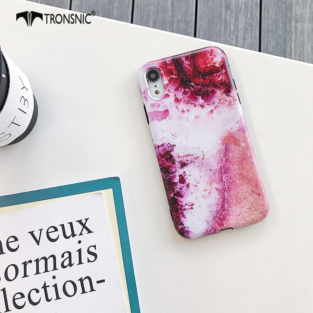 Мраморный Роскошный чехол для телефона iPhone XR X XS MAX мягкий матовый с фиолетовыми