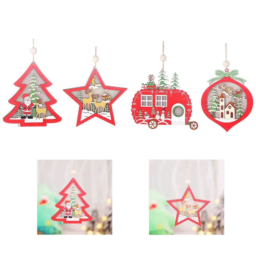 4PCS Christmas Wooden Hanging Decor Hollow Wood Pendant with Light Star Xmas Tree Bell Christmas Decor Xmas Tree Ornaments Set
4PCS Christmas Wooden Hanging Decor Hollow Wood Pendant with Light Star Xmas Tree Bell Christmas Decor Xmas Tree Ornaments Set