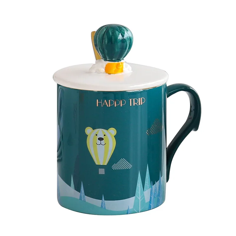 Cool hot air balloon cartoon ceramic cup with cover spoon mug creative couple Cup female cute girl household water Cup
Cool hot air balloon cartoon ceramic cup with cover spoon mug creative couple Cup female cute girl household water Cup