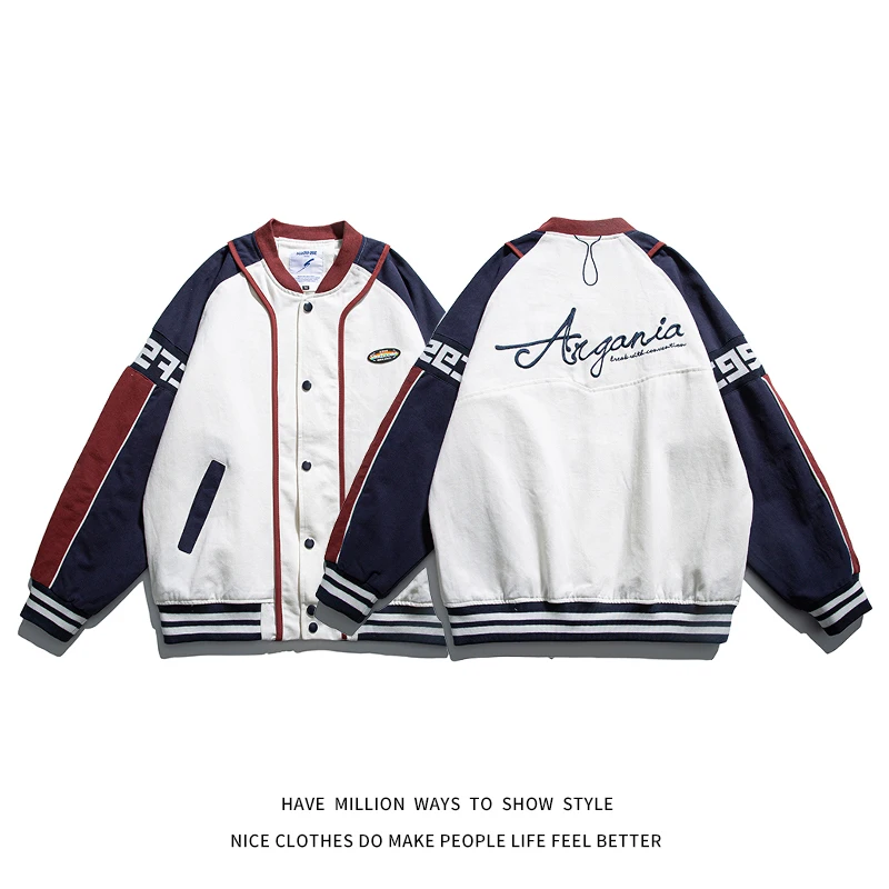 New Arrival Patchwork Oversize Cotton Denim Jacket Men Coach Varsity Coat Unisex Women College Baseball Bomber Stadium Street
New Arrival Patchwork Oversize Cotton Denim Jacket Men Coach Varsity Coat Unisex Women College Baseball Bomber Stadium Street
