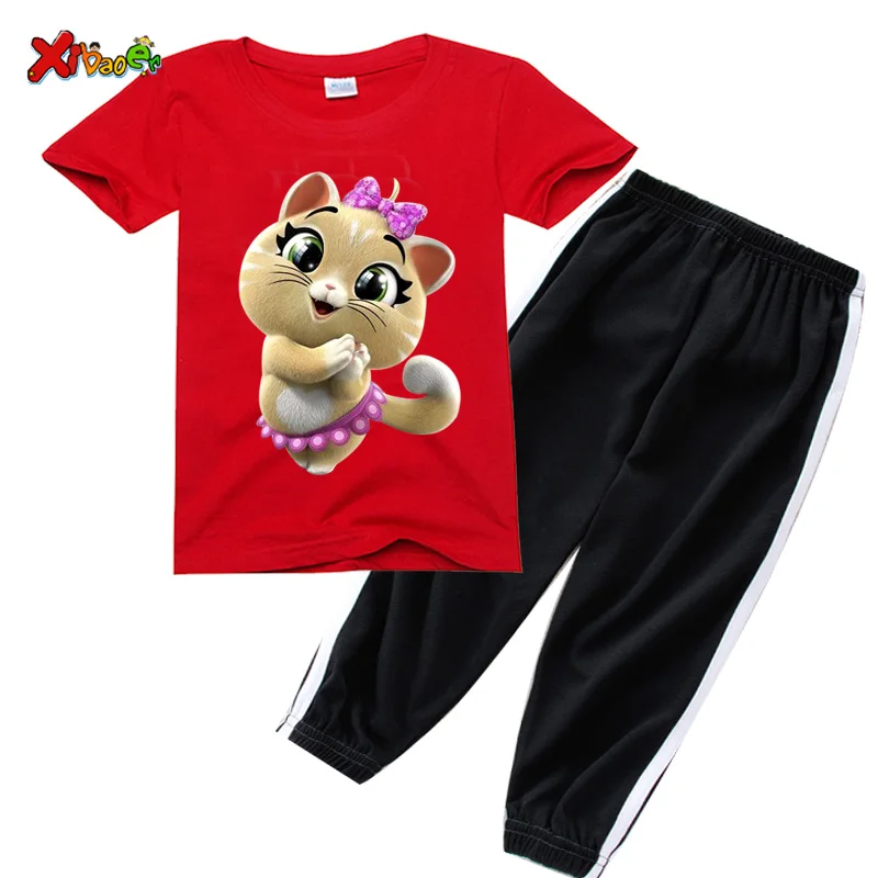 Set Children Cute Cat Print T-shirt Summer Short Sleeve T-shirt+pants 2 Pc Kids Baby Girls Sets Baby Tshirt Cool Cotton Pullover
Set Children Cute Cat Print T-shirt Summer Short Sleeve T-shirt+pants 2 Pc Kids Baby Girls Sets Baby Tshirt Cool Cotton Pullover