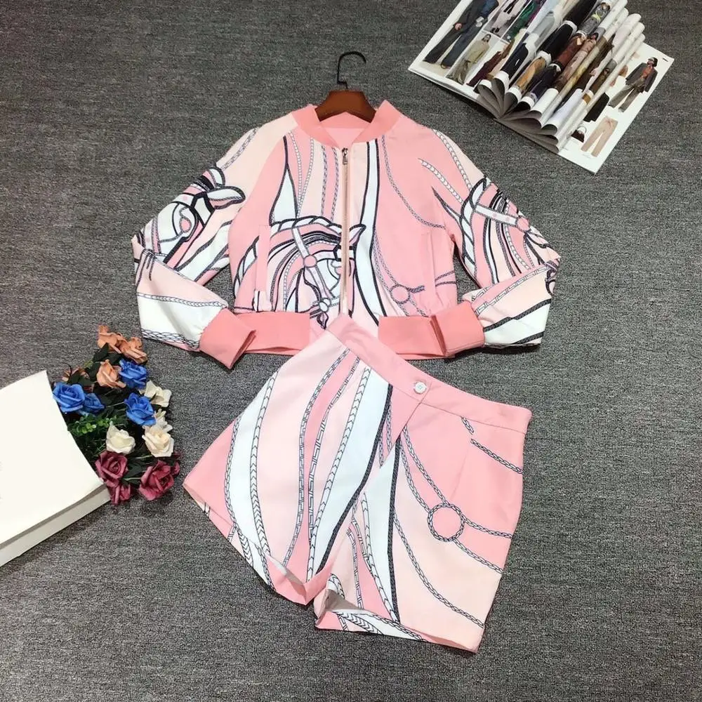 Фото 106035 Розовый Повседневный полиэстер 2020 Новый женский комплект куртка длинное