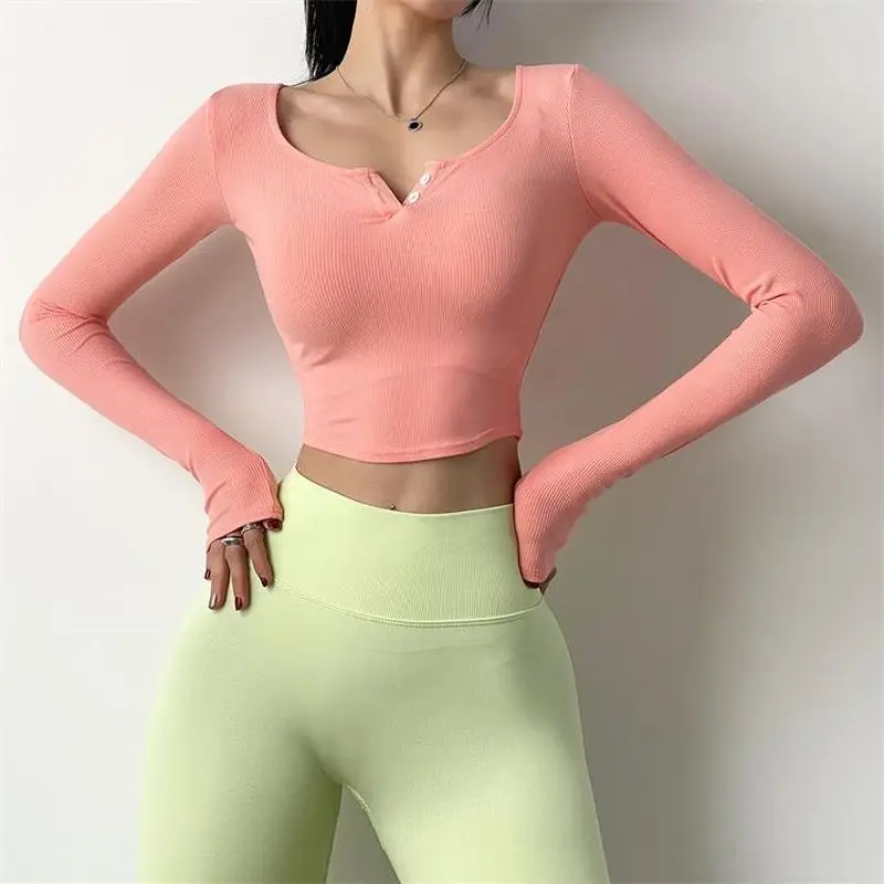Spring Summer Women's Sports Top V-Neck Sexy Fitness Clothes Long-Sleeved Stretch Quick-Drying Breathable Tights Short Yoga Wear
Spring Summer Women's Sports Top V-Neck Sexy Fitness Clothes Long-Sleeved Stretch Quick-Drying Breathable Tights Short Yoga Wear