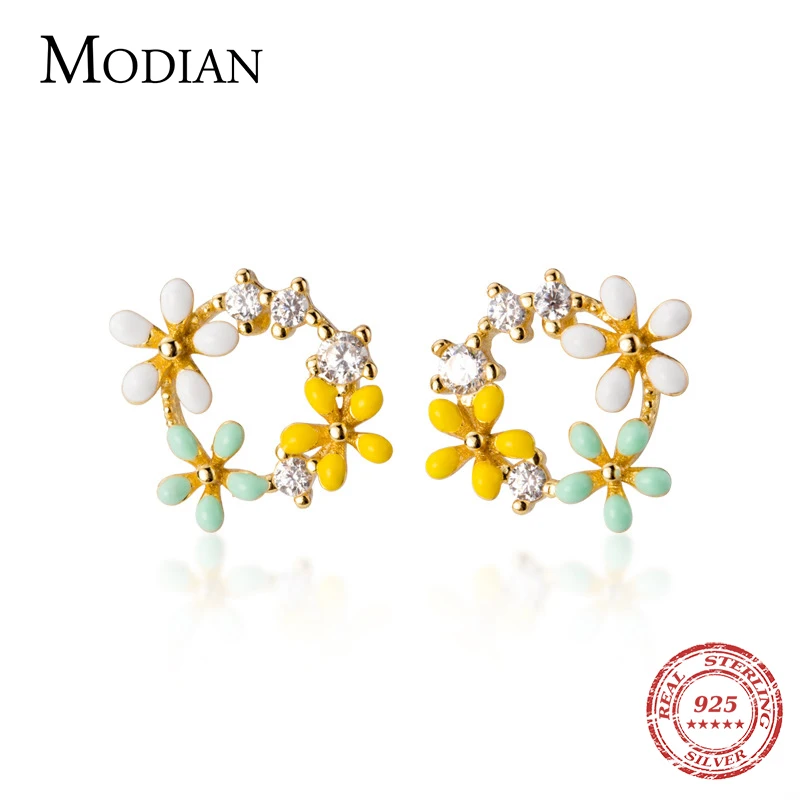 Modian Romantic Enamel Three Little Flower Stud Earrings for Women 925 Sterling Silver Dazzling Clear CZ Earring Luxury Jewelry
Modian Romantic Enamel Three Little Flower Stud Earrings for Women 925 Sterling Silver Dazzling Clear CZ Earring Luxury Jewelry