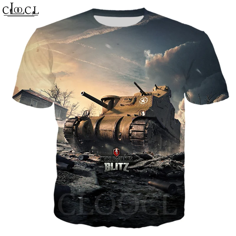 Популярная Коллекционная футболка CLOOCL с 3D принтом игры World Of Tanks большого размера