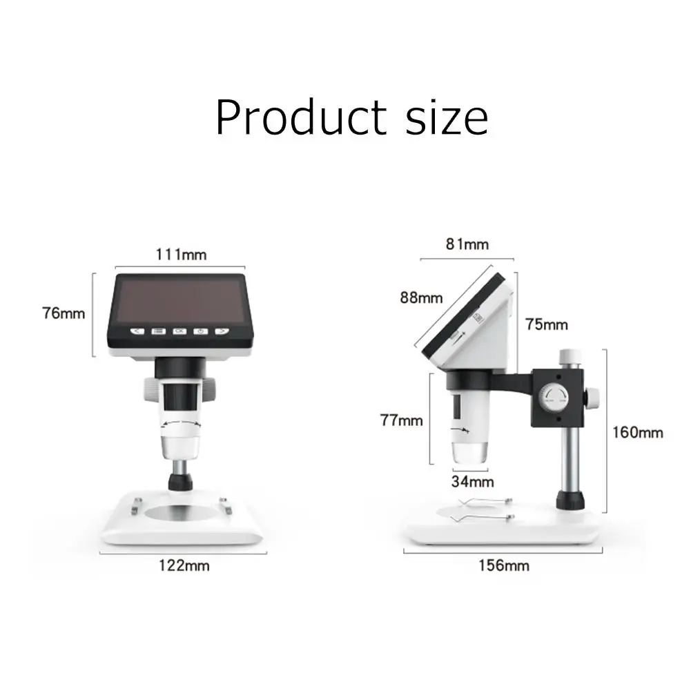 1000X 4.3inch 8 LCD Light Digital Microscope HD 1080P Desktop Soldering Electronic Magnifier Magnify Glass Support 10 Languages
1000X 4.3inch 8 LCD Light Digital Microscope HD 1080P Desktop Soldering Electronic Magnifier Magnify Glass Support 10 Languages
