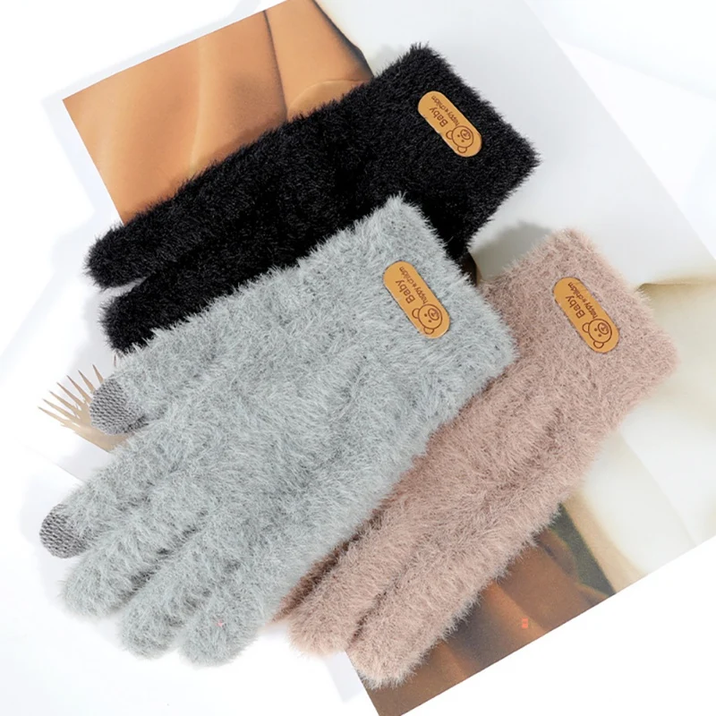Women Winter Thermal Plush Gloves Soft Warm Full Finger Snow Mittens Windproof Thick Warm Touch Screen Cute Girl Knitted Gloves
Women Winter Thermal Plush Gloves Soft Warm Full Finger Snow Mittens Windproof Thick Warm Touch Screen Cute Girl Knitted Gloves
