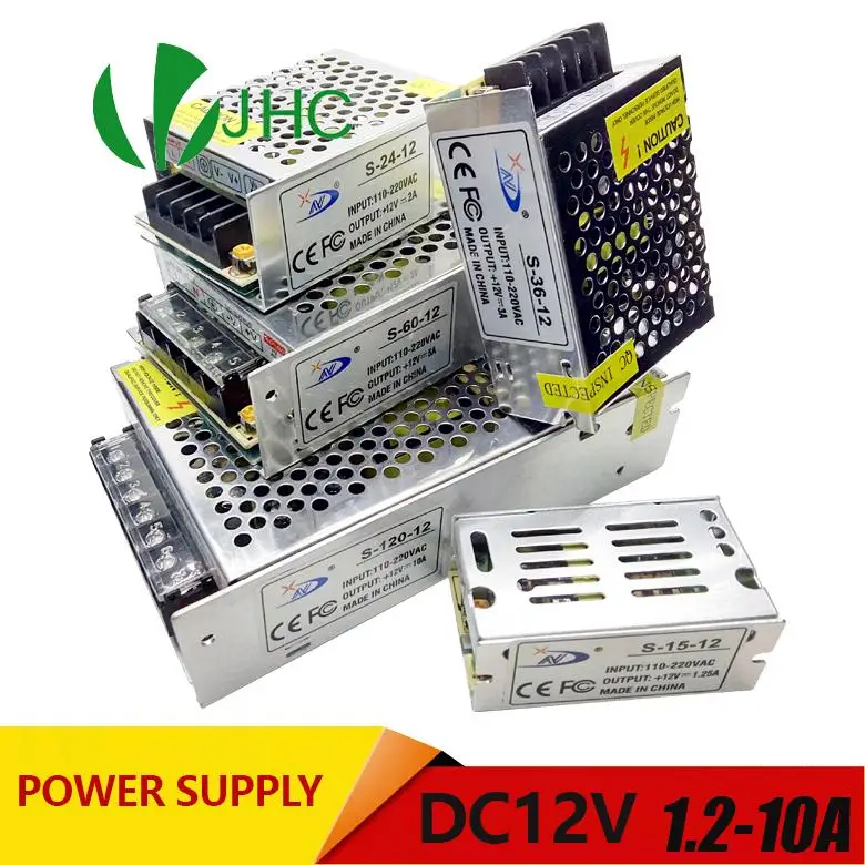 

15W 24W 36W 60W 120W Switching Switch Power Supply Driver for LED Strip Light DC 12V 1A 2A 3A 5A 10A