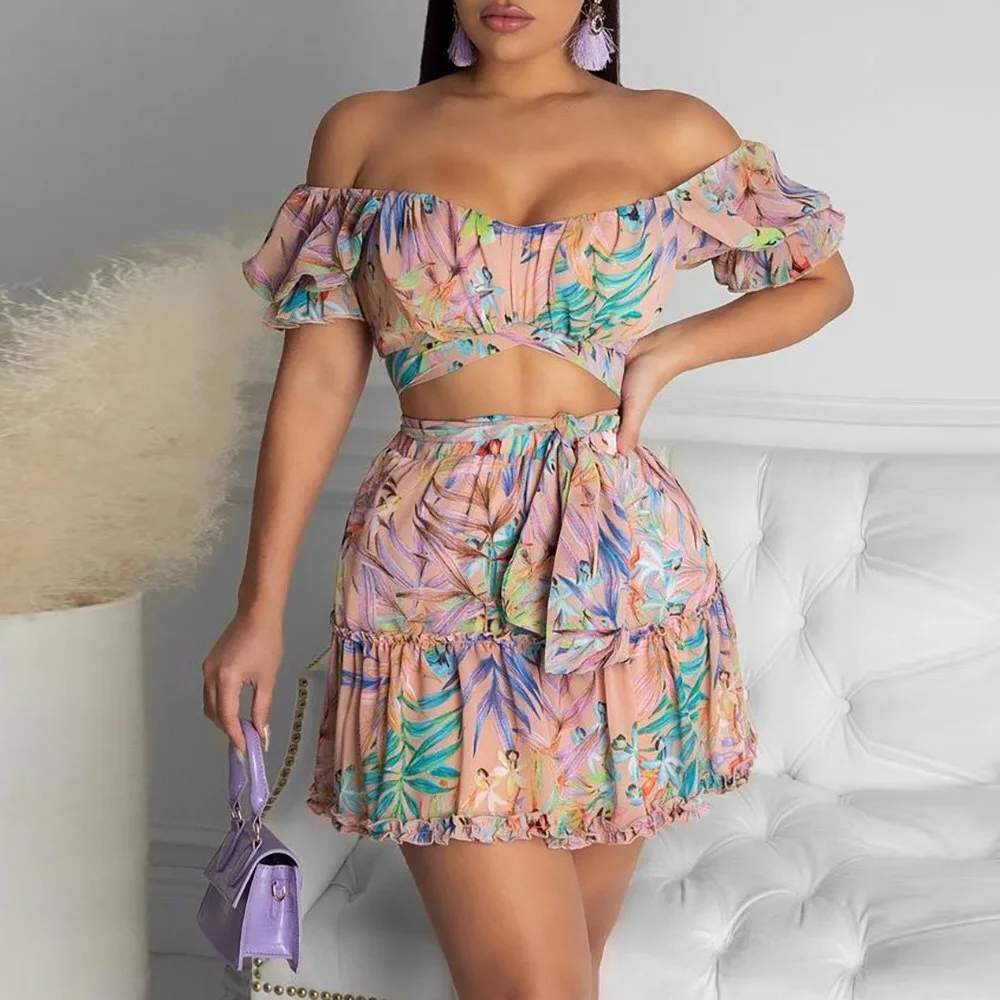 Girls Skirt Sets Summer Outfits Women Matching Set Mini Pink Printed Crop Tops & Mini Skirt Sexy Evening Night Club 2 Pieces Set
Girls Skirt Sets Summer Outfits Women Matching Set Mini Pink Printed Crop Tops & Mini Skirt Sexy Evening Night Club 2 Pieces Set