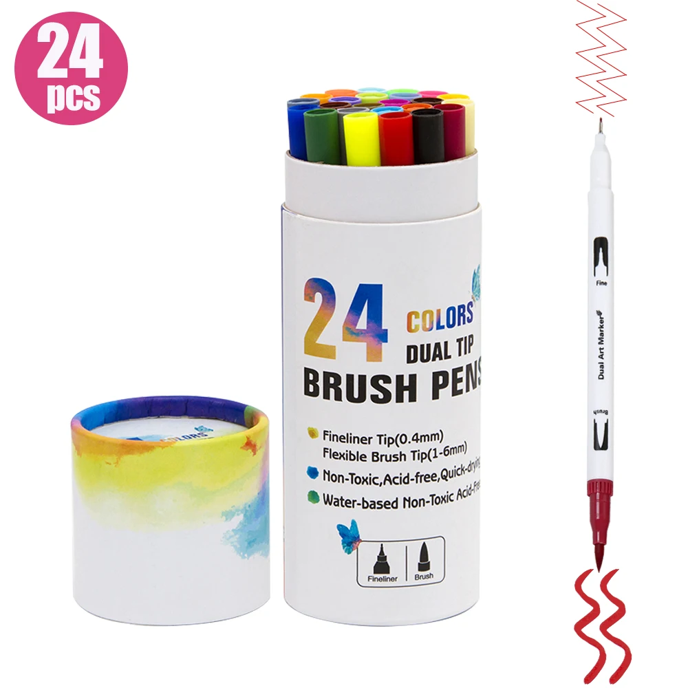 Ручки с двойным наконечником, 60 цветов, гибкая кисть и 0,4 мм тонкие маркеры, набор для детей и взрослых, товары для творчества
Ручки с двойным наконечником, 60 цветов, гибкая кисть и 0,4 мм тонкие маркеры, набор для детей и взрослых, товары для творчества