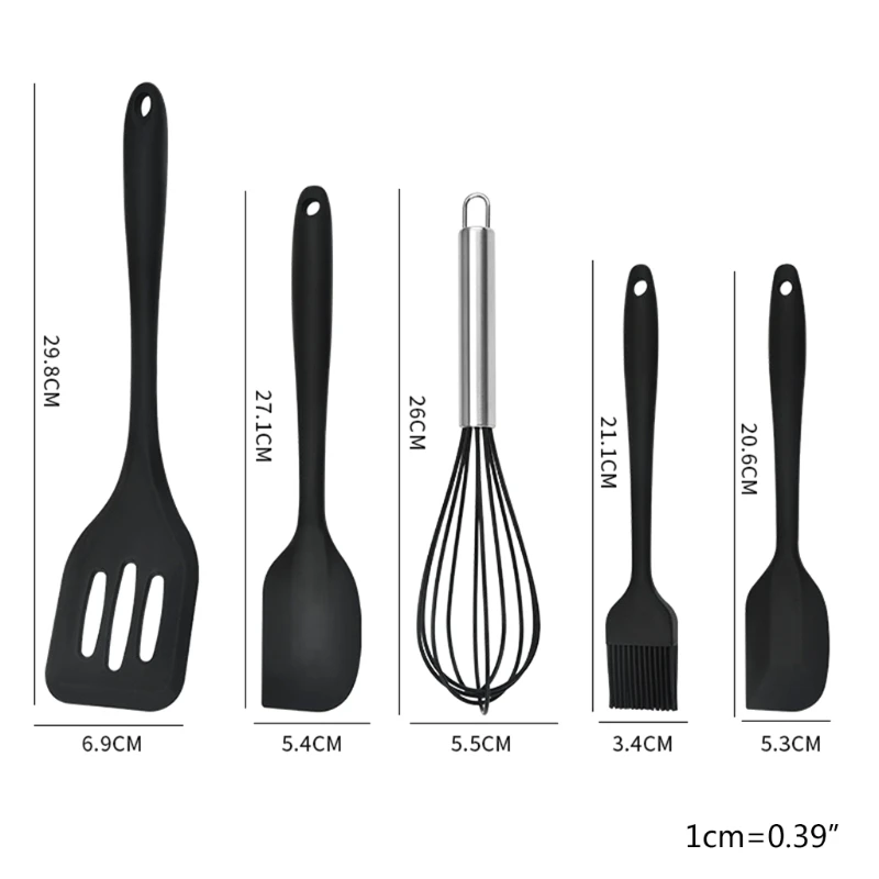Silicone Cooking Utensil Set 5 PCS Non-stick Heat Resistance Kitchen Utensil Tools with Spatulas Egg Whisk and Brush Set
Silicone Cooking Utensil Set 5 PCS Non-stick Heat Resistance Kitchen Utensil Tools with Spatulas Egg Whisk and Brush Set